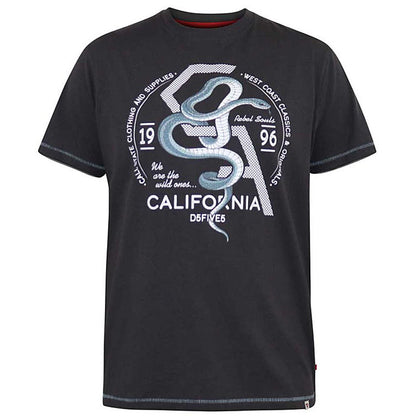 Plus Size Cortex 'California Snake' T-Shirt Washed Black