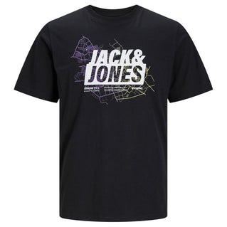 Jack & Jones Plus Size Map Logo T-Shirt Black