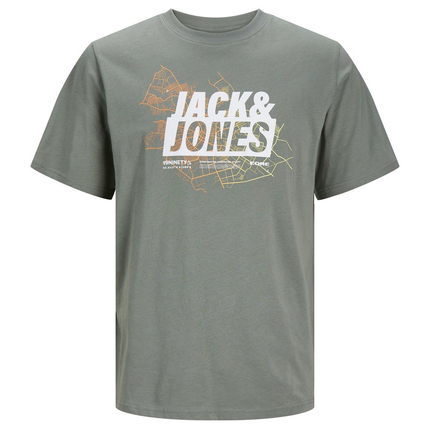 Jack & Jones Plus Size Map Logo T-Shirt Agave Green