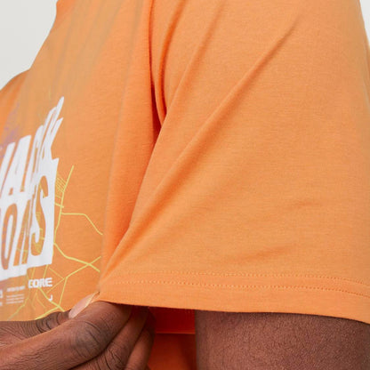 Jack & Jones Plus Size Map Logo T-Shirt Tangerine