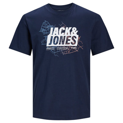 Jack & Jones Plus Size Map Logo T-Shirt Navy Blazer