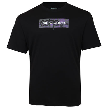 Jack & Jones Plus Size Aop Print T-Shirt Black