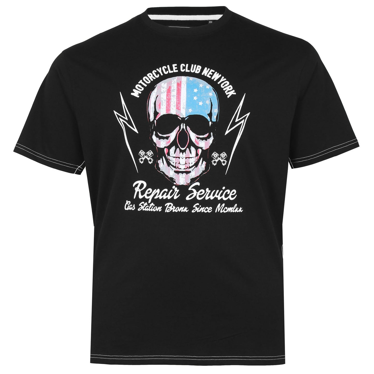 Plus Size Kbs5733 Usa Skull T-Shirt Black