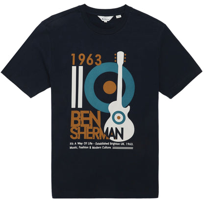 Ben Sherman Plus Size 76130 Mod Guitar Poster T-Shirt Dark Navy