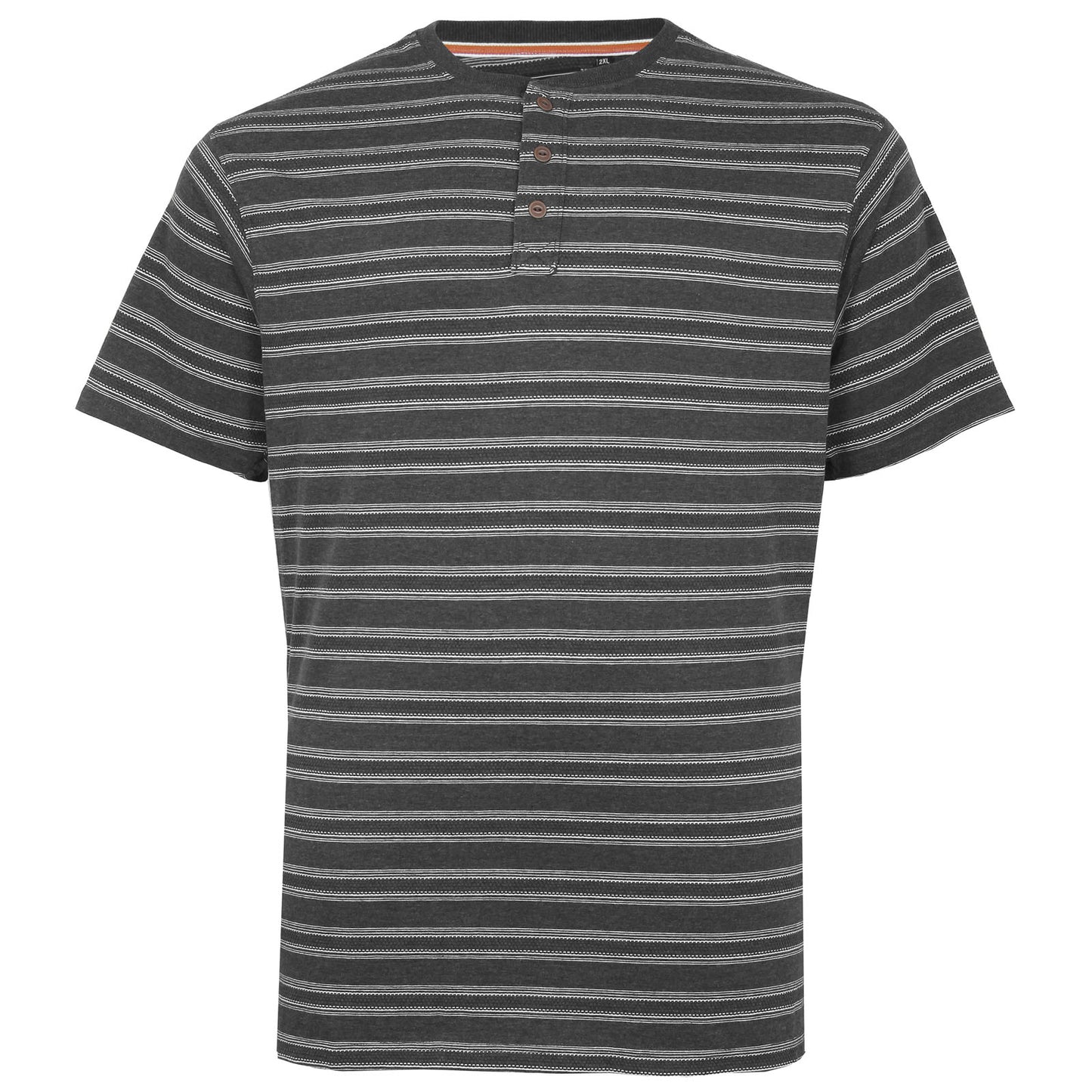 Plus Size Kbs5745 Embossed Waffle Stripe Grandad T-Shirt Charcoal