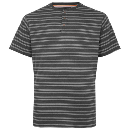 Kam Jeans Plus Size Kbs5745 Embossed Waffle Stripe Grandad T-Shirt Charcoal