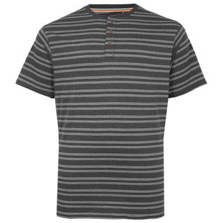 Kam Jeans Plus Size Embossed Waffle Stripe Grandad T-Shirt Charcoal