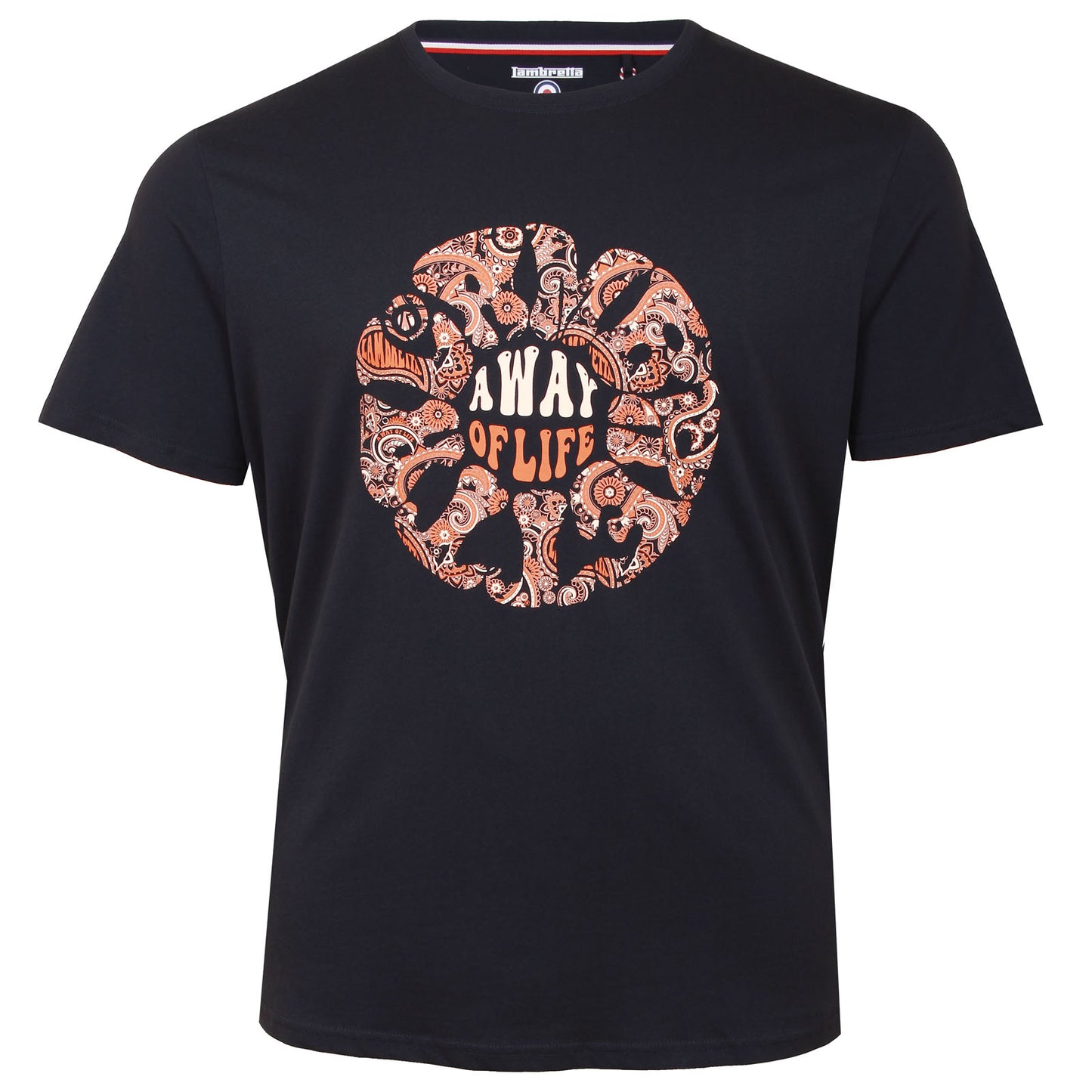 Lambretta Plus Size Paisley Roundel T-Shirt Navy