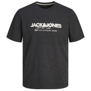 Jack & Jones Plus Size Alvis Graphic T-Shirt Black Melange