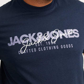 Jack & Jones Plus Size Alvis Graphic T-Shirt Navy Blazer