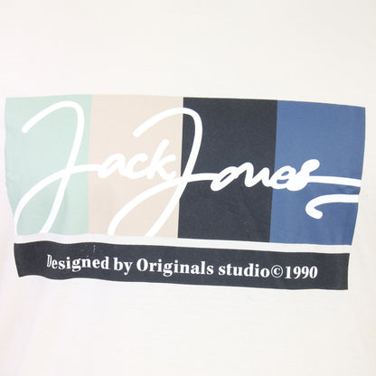 Jack & Jones Plus Size Portland Block Branding T-Shirt Buttercream