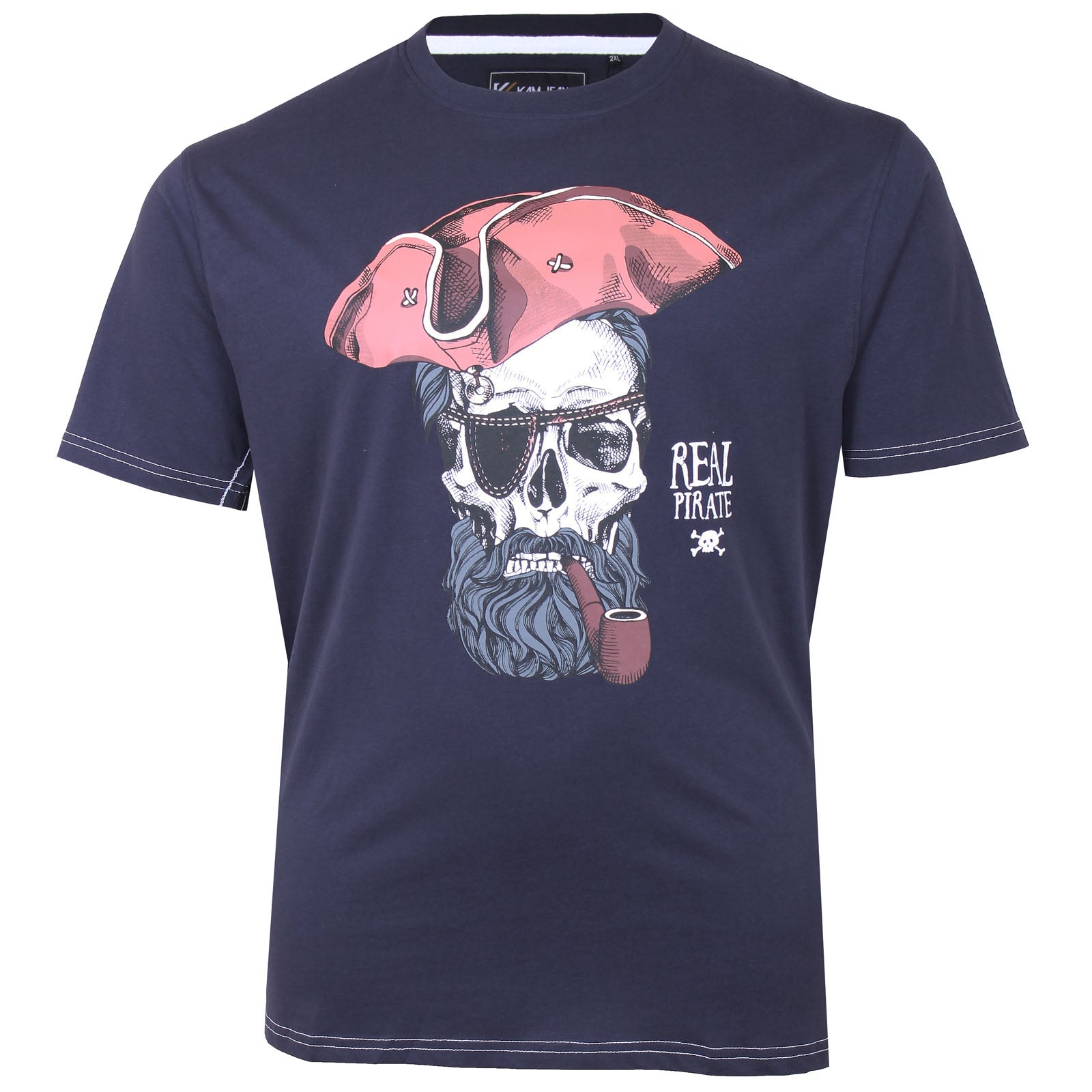 Kam Jeans Plus Size Real Pirates T Shirt Navy Bigboys