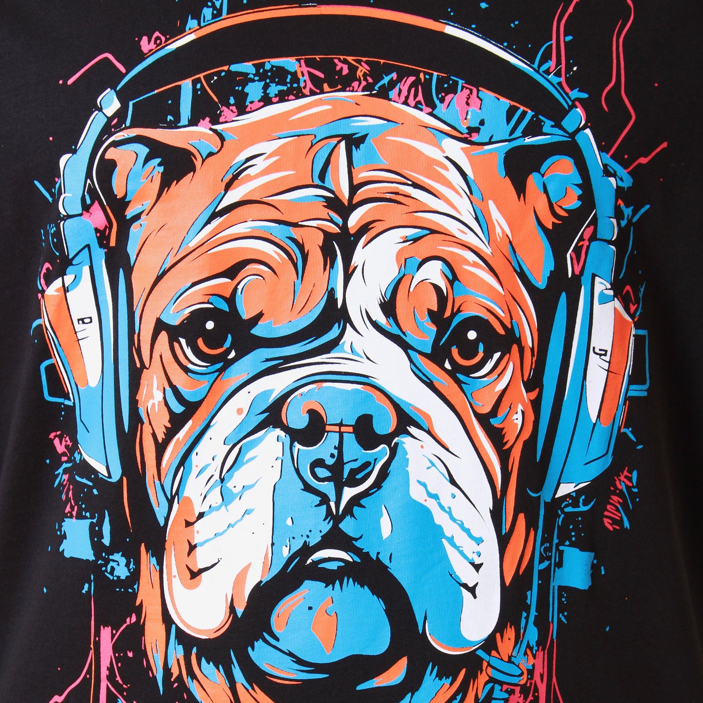 Plus Size Dog Headphones T-Shirt Black