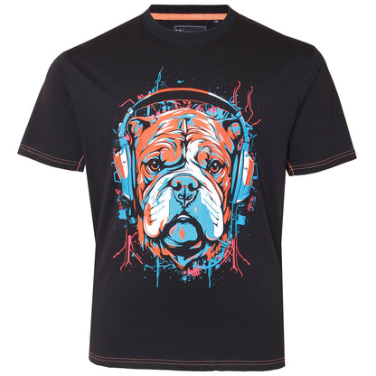 Plus Size Dog Headphones T-Shirt Black