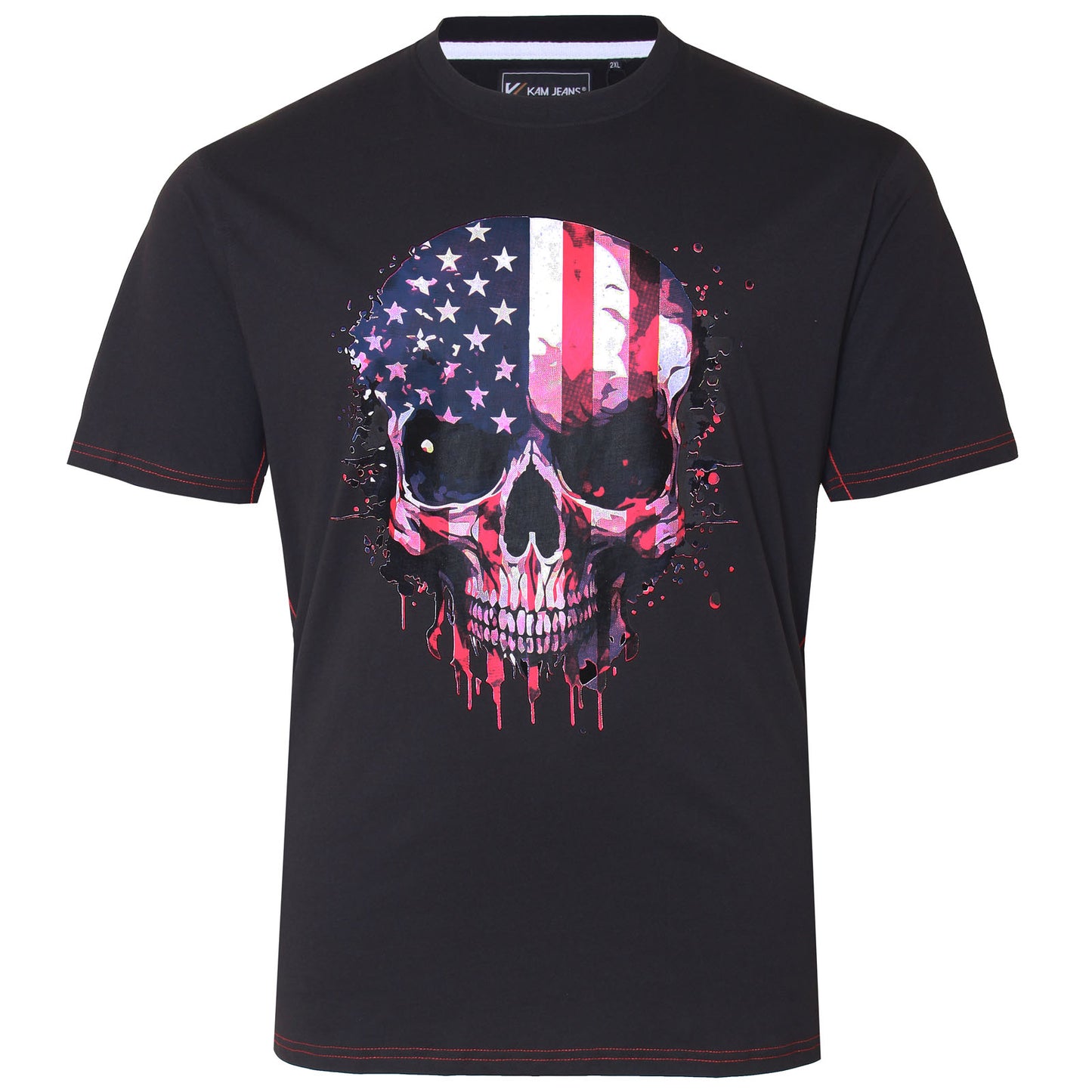 Plus Size Usa Ghost Skull T-Shirt Black