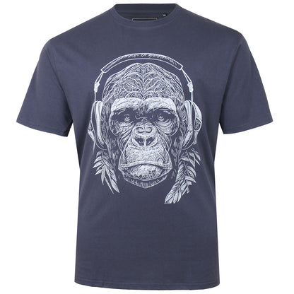 Plus Size Stencil Gorilla T-Shirt Indigo