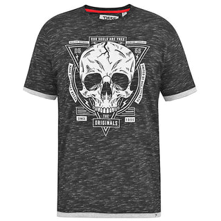 D555 Plus Size Darren Skull Print T-Shirt Black Reno