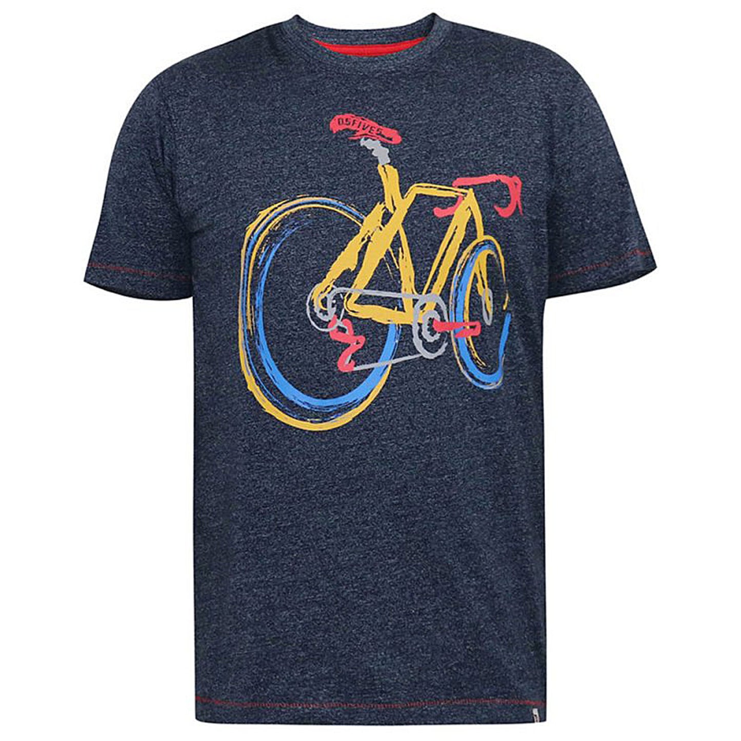 Plus Size Gamston 'Abstract Bike' T-Shirt Navy Fine Stripe