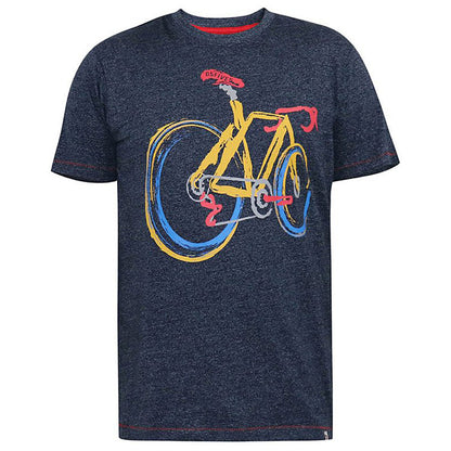 Plus Size Gamston 'Abstract Bike' T-Shirt Navy Fine Stripe