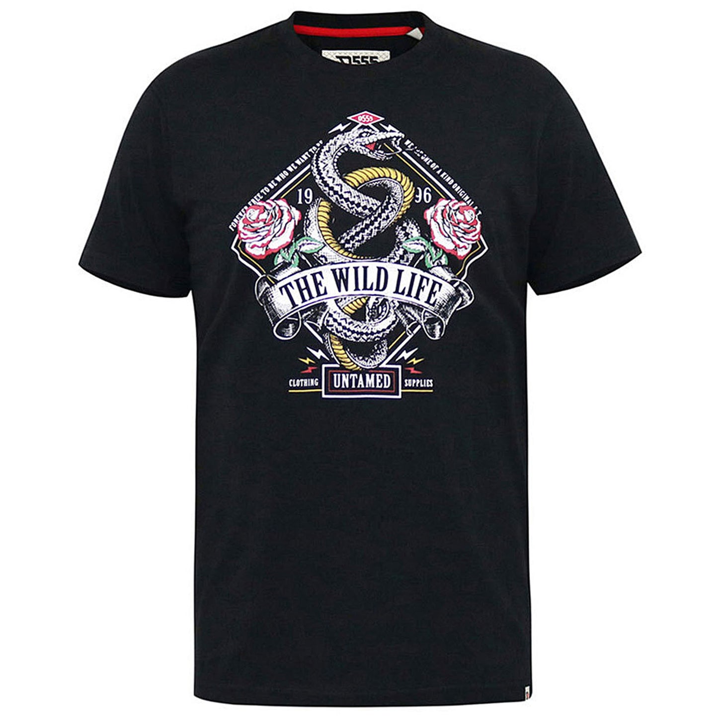 Plus Size Malcom Snake & Roses T-Shirt Black