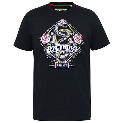 Plus Size Malcom Snake & Roses T-Shirt Black