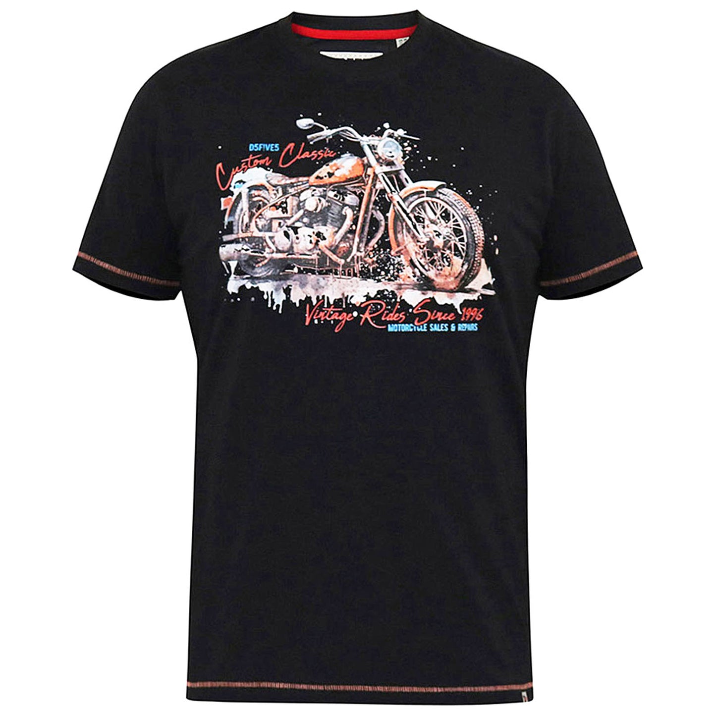 Plus Size Lorne Motorbike T-Shirt Washed Black