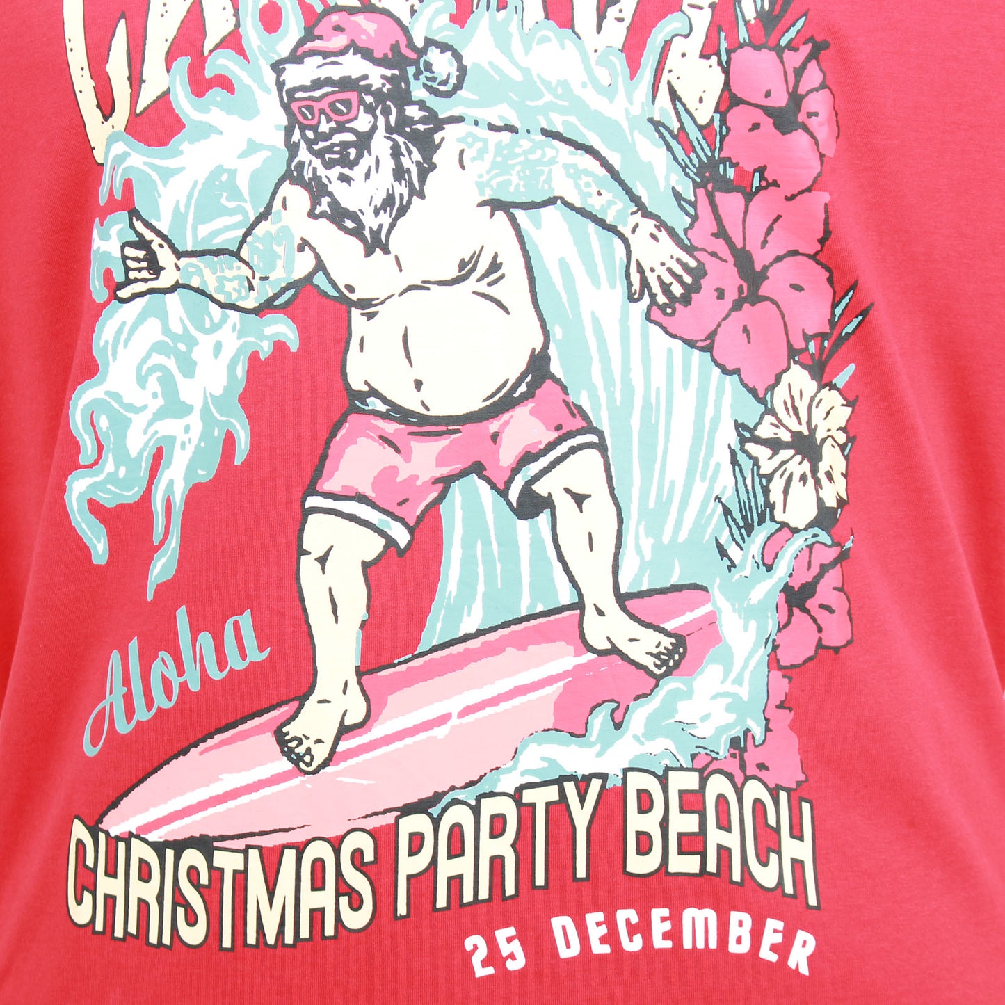 Plus Size X020 Catch The Waves Xmas T-Shirt Red