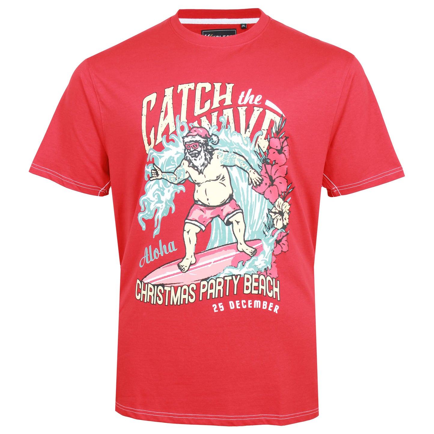 Plus Size X020 Catch The Waves Xmas T-Shirt Red