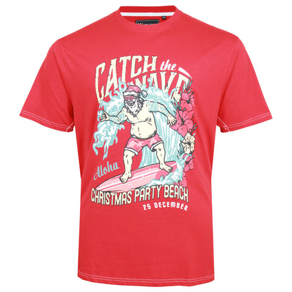 Plus Size X020 Catch The Waves Xmas T-Shirt Red