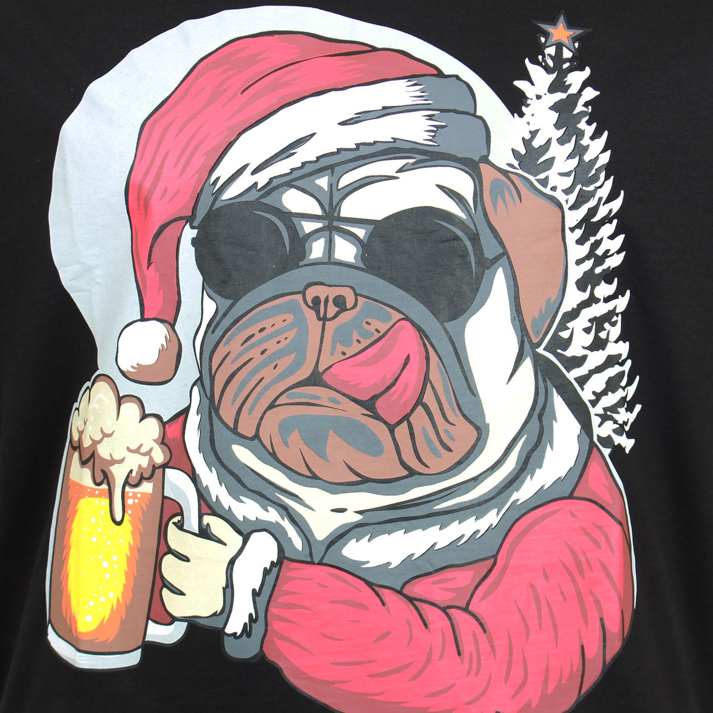 Plus Size X021 Dog Beer Xmas T-Shirt Black