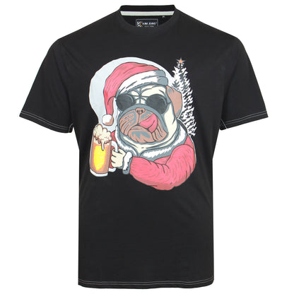 Plus Size X021 Dog Beer Xmas T-Shirt Black