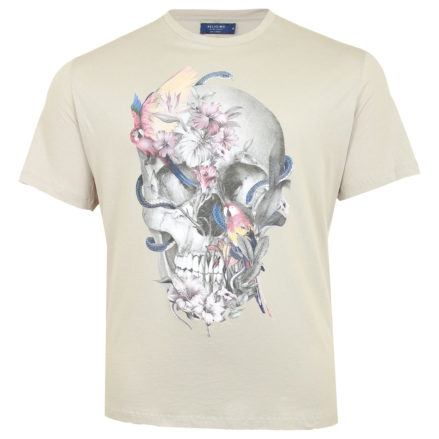 Plus Size Parrot Skull T-Shirt Fawn