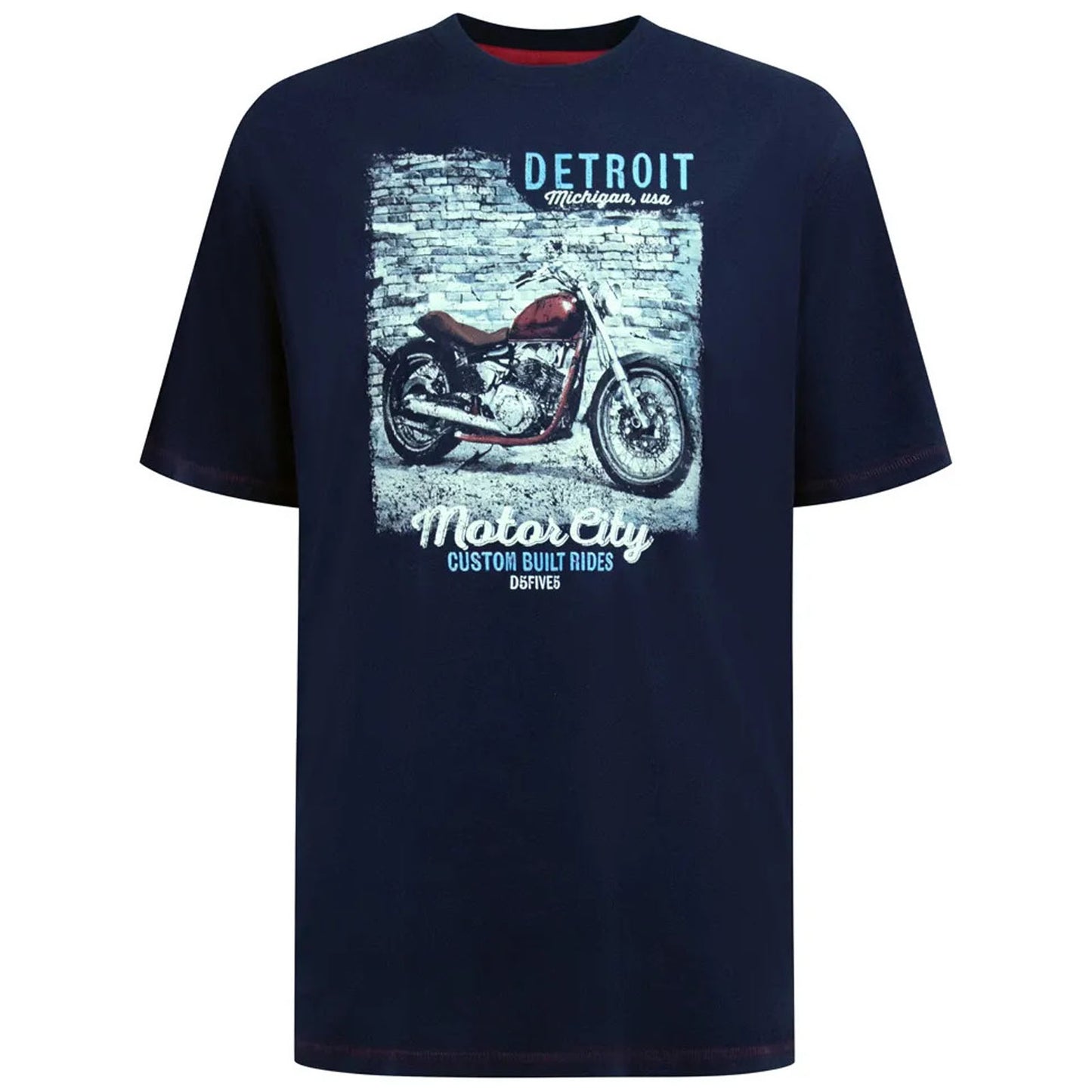 D555 Plus Size Detroit Motorbike T-Shirt Navy