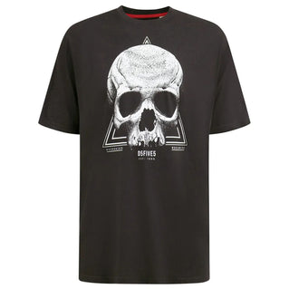 D555 Plus Size Skull Monochrome T-Shirt Washed Black