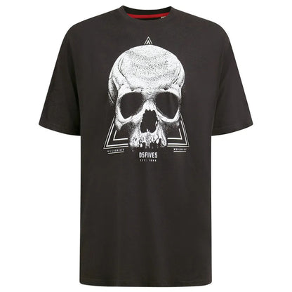 D555 Plus Size Skull Monochrome T-Shirt Washed Black