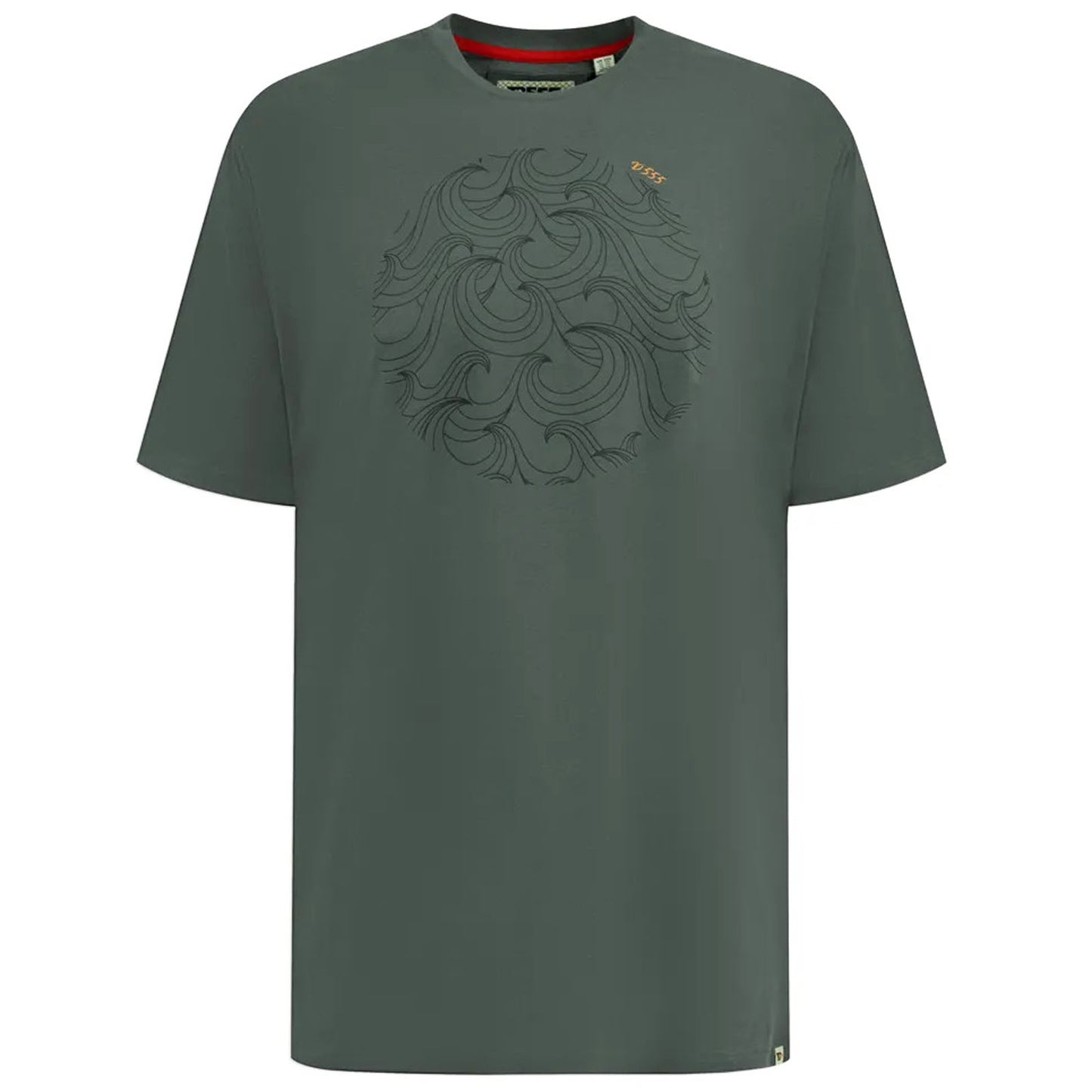 D555 Plus Size Circle Wave T-Shirt Khaki