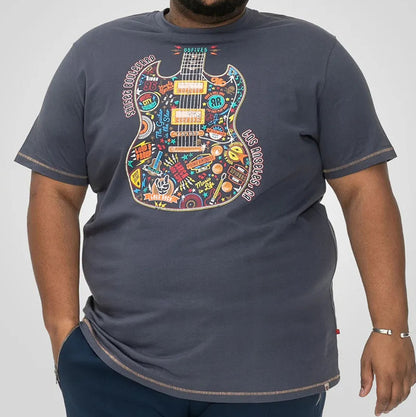 D555 Plus Size Multi Coloured Guitar T-Shirt Denim