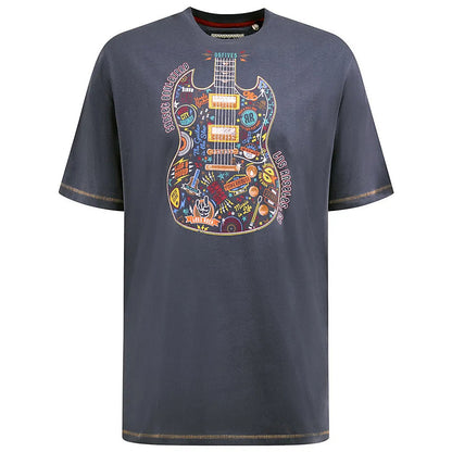 D555 Plus Size Multi Coloured Guitar T-Shirt Denim