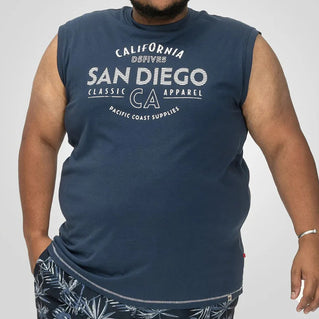 D555 Plus Size San Diego Sleeveless T-Shirt French Navy