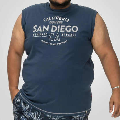 D555 Plus Size San Diego Sleeveless T-Shirt French Navy