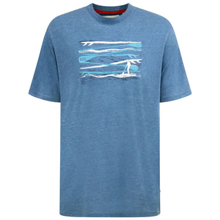 D555 Plus Size Surfer And Waves T-Shirt Denim Marl