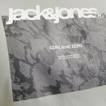 Jack & Jones Plus Size Tarmac Camo Front T-Shirt Aqua Grey