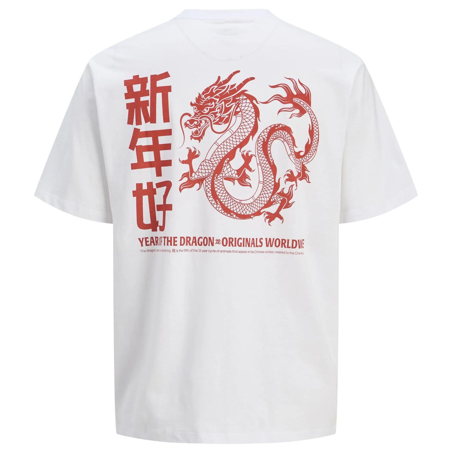 Jack & Jones Plus Size Dragon T-Shirt Bright White