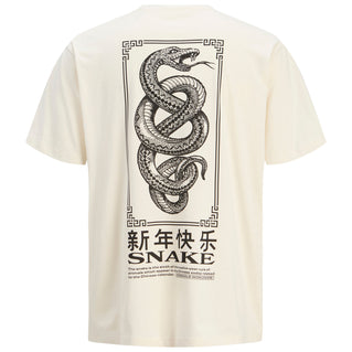 Jack & Jones Plus Size Snake T-Shirt Anitique White