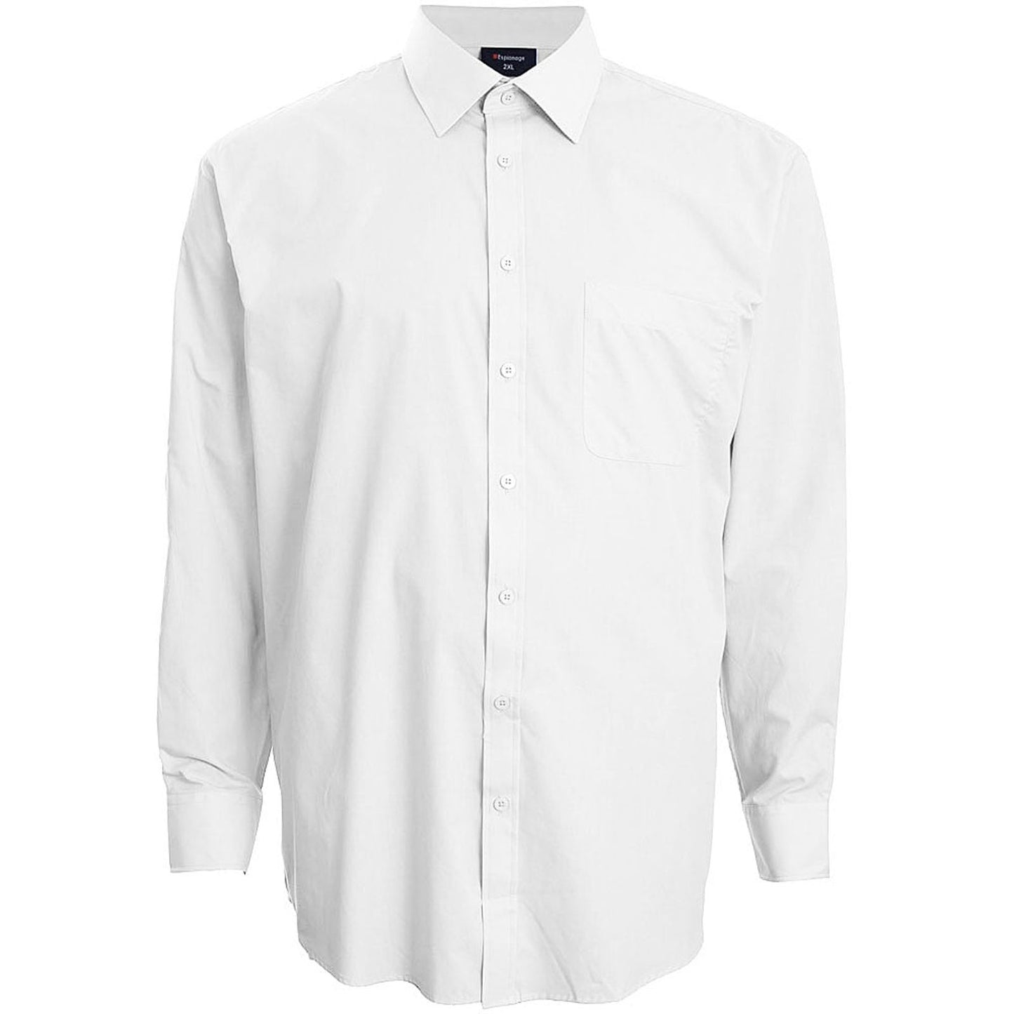 Plus Size Sh151 Plain Collar L/S Shirt White