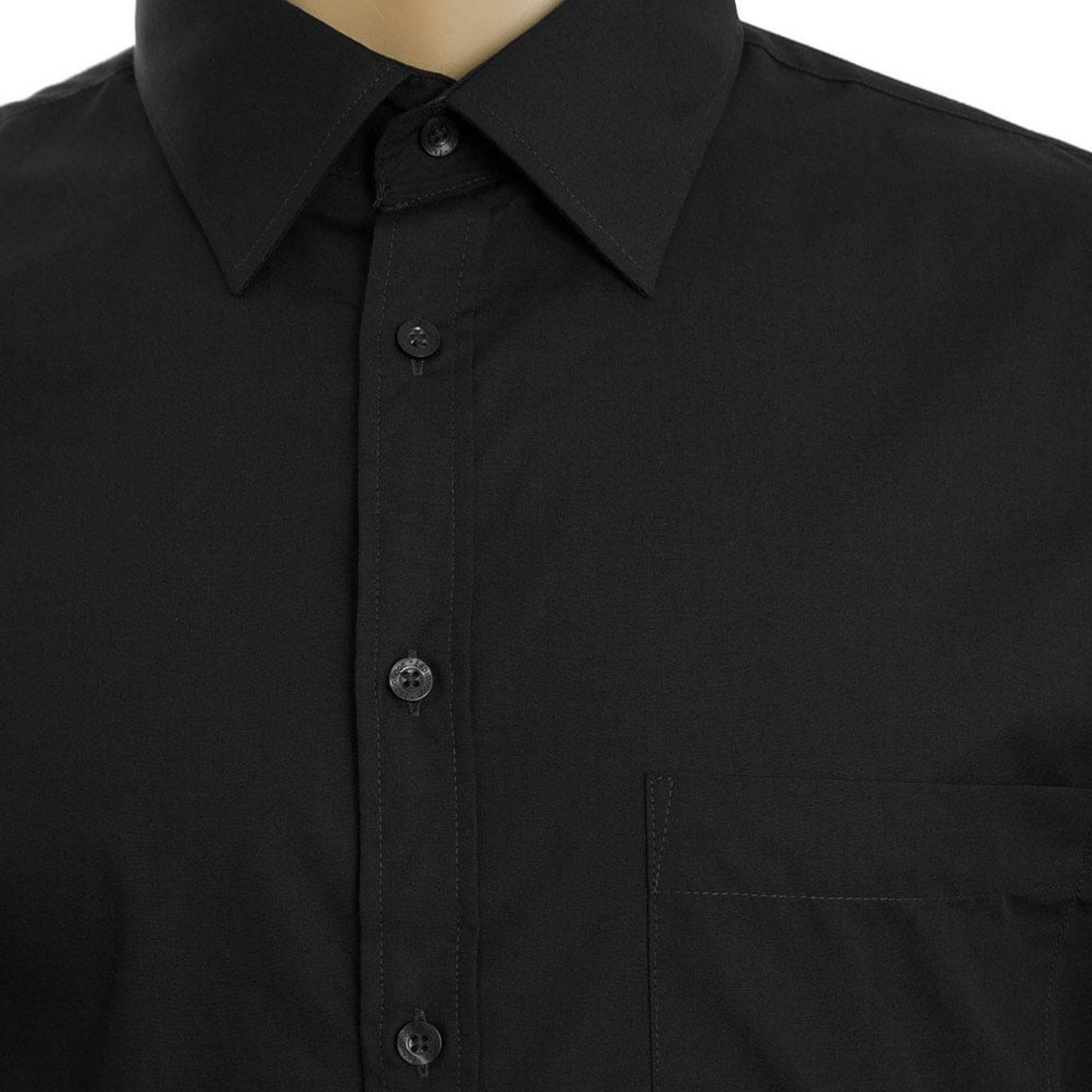 Plus Size Sh151 Plain Collar L/S Shirt Black