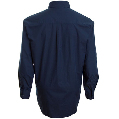 Plus Size Sh151 Plain Collar L/S Shirt Navy