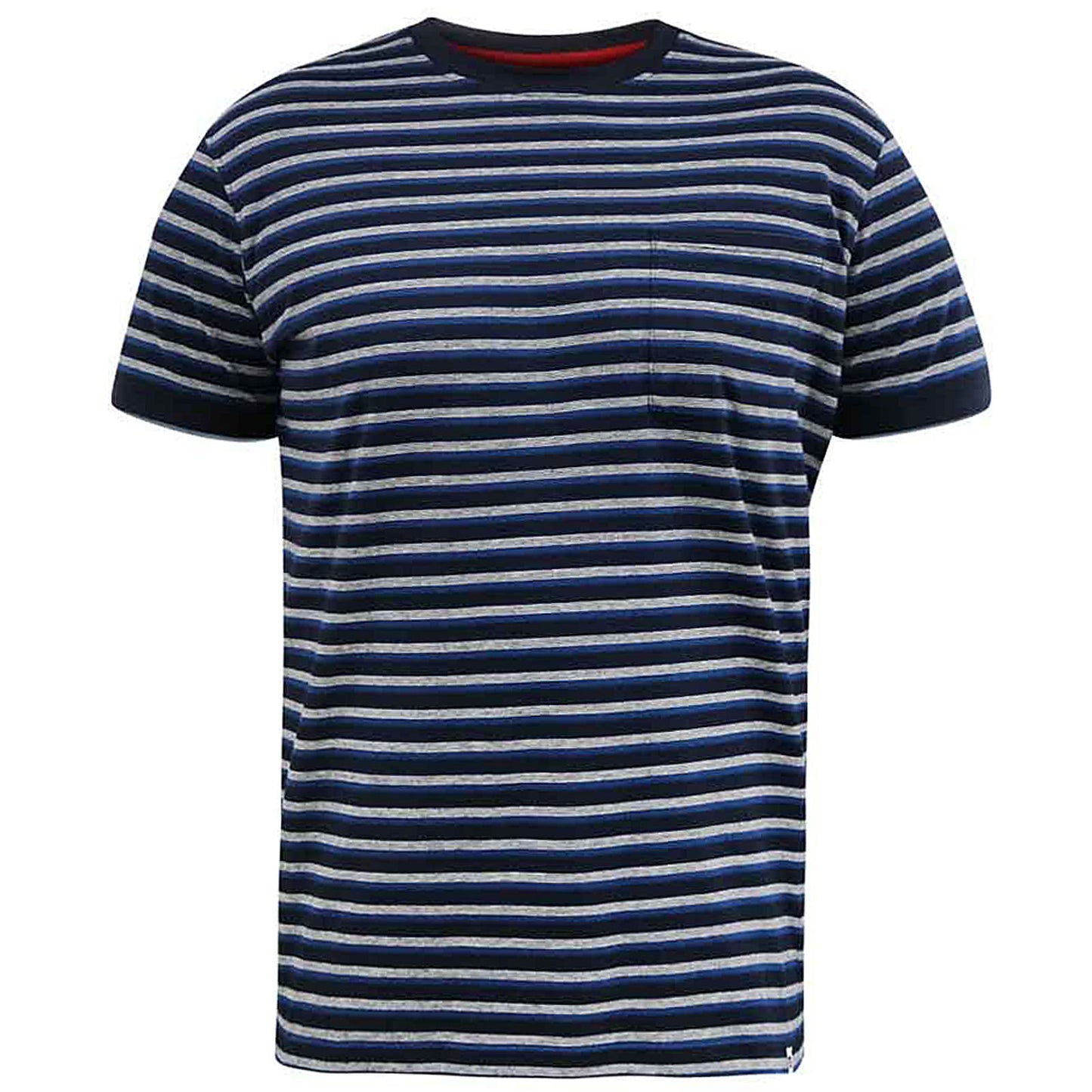 D555 Plus Size Beamont Jacquard Stripe T-Shirt Navy