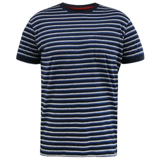 D555 Plus Size Beamont Jacquard Stripe T-Shirt Navy