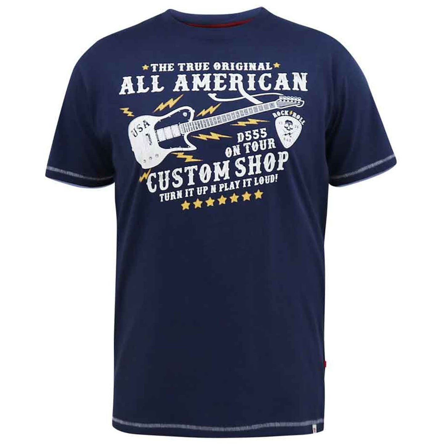 D555 Plus Size Bronte 'All American Guitar' T-Shirt Navy